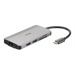 HUB D-LINK USB-C 8 EN 1 CON HDMI / ETHERNET / USB-C ALIMENTADO / LECTOR DE TARJETAS
