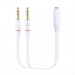 CABLE ADAPTADOR AUDIO JACK 3.5/H 4PIN-2xJACK 3.5/M 3PIN 0.2M BLANCO NANOCABLE