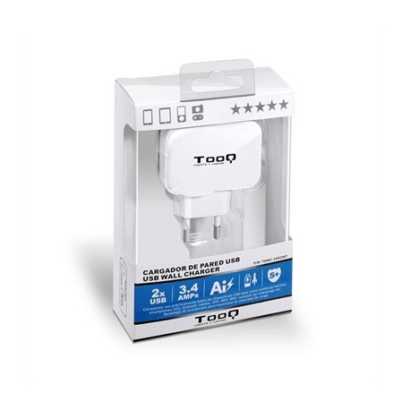 CARGADOR DE PARED 2xUSB TOOQ TQWC-1S02 BLANCO