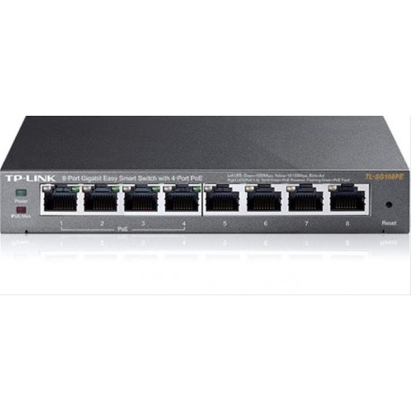 SWITCH SEMIGESTIONABLE TP-LINK SG108PE 8P GIGA (4P POE) 55W CARCASA METALICA