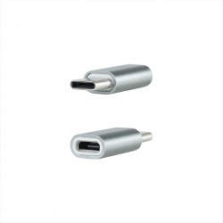 ADAPTADOR USB-C/M A MICRO USB/H, ALUMINIO GRIS NANOCABLE