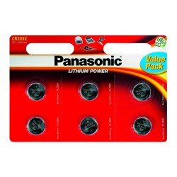 PACK 6 PILAS PANASONIC CR2032 3V LITHIUM de botón