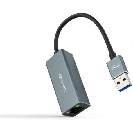 CONVERSOR USB 3.0 A ETHERNET GIGABIT 10/100/1000MBPS 0.15M NANOCABLE ALUMINIO GRIS