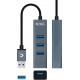 HUB USB 3.0 NANOCABLE 4xUSB 10CM GRIS