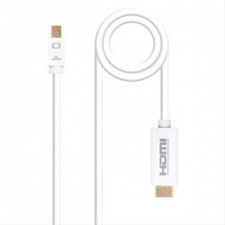 CABLE CONVERSOR MINI DP A HDMI, MINI DP/M-HDMI/M, 2M BLANCO NANOCABLE