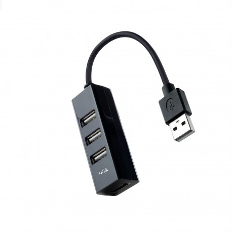 HUB USB 2.0 4xUSB2.0 USB-A/M-USB2.0/H NEGRO 15CM NANOCABLE