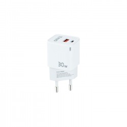 CARGADOR DE PARED GAN USB-C/PD + USB-A/QC 30W TOOQ TQWC-GANQCPD30WT BLANCO