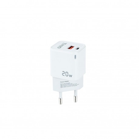 CARGADOR DE PARED USB-C/PD + USB-A/QC 20W TOOQ TQWC-QCPD20WT BLANCO