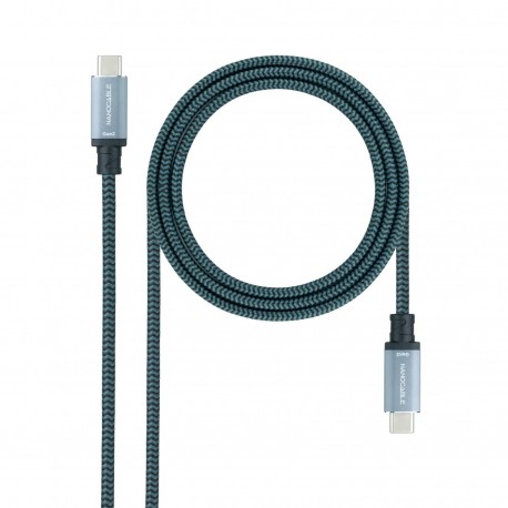 CABLE USB 3.1 GEN2 5A USB-C/M-USB-C/M 0.5M NEGRO/GRIS NANOCABLE