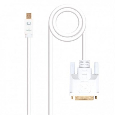CABLE CONVERSOR MINI DP A DVI, MINI DP/M-DVI/M, 5M BLANCO NANOCABLE