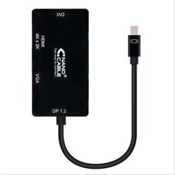 CABLE CONVERSOR MINI DISPLAYPORT A VGA/DVI/HDMI 0.15M NEGRO NANOCABLE