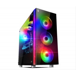 CAJA SEMITORRE PRIMUX IOX GAMING PB201 600W 4 VENTILADORES ARGB CRISTAL TEMPLADO