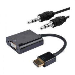 CONVERSOR HDMI A SVGA+AUDIO, HDMI A/M-SVGA/H+3.5/H, 0.1M+1M NEGRO NANOCABLE
