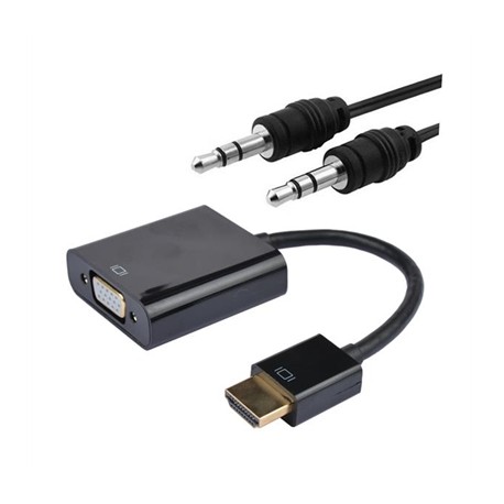 CONVERSOR HDMI A SVGA+AUDIO, HDMI A/M-SVGA/H+3.5/H, 0.1M+1M NEGRO NANOCABLE