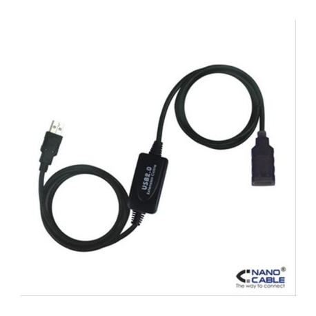 CABLE USB 2.0 PROLONGADOR CON AMPLIFICADOR A/M-A/H 10M NEGRO NANOCABLE